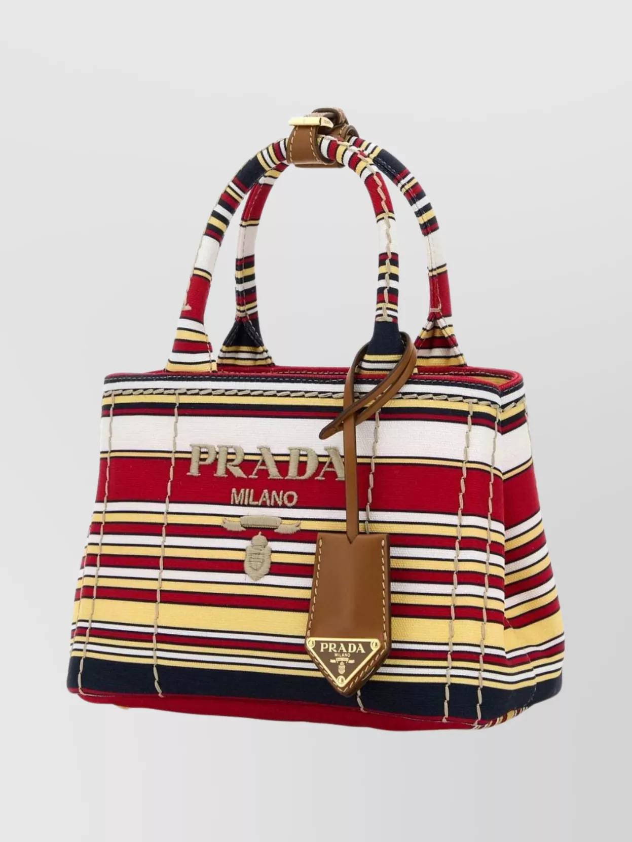Prada Mini Handbag With Embroidered Design And Stripes In Animal Print