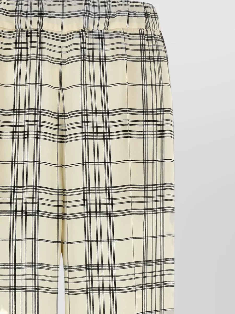 Jil Sander Viscose Trousers Checked Pattern Wide Leg