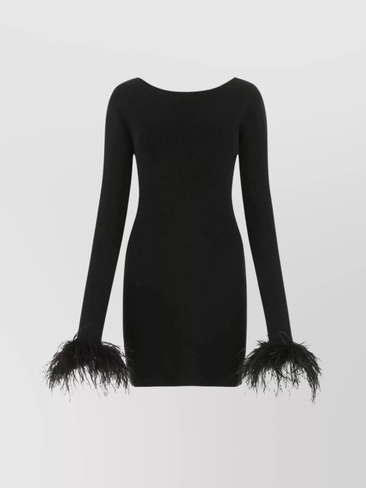 Shop Magda Butrym Fitted Feather Trim Mini Dress In Black