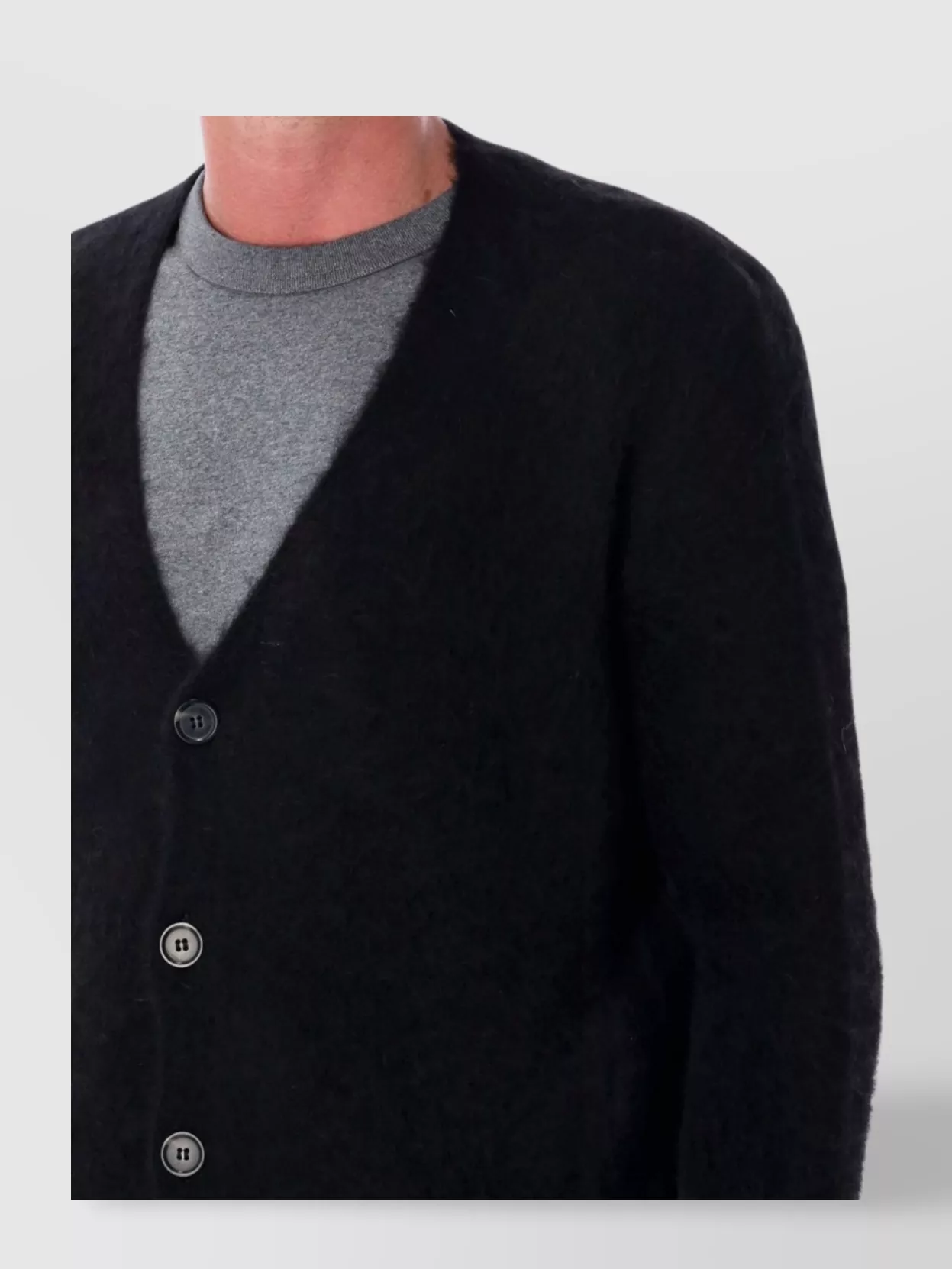 Apc Wool Blend V-neck Cardigan With Ribbed Trims In Black