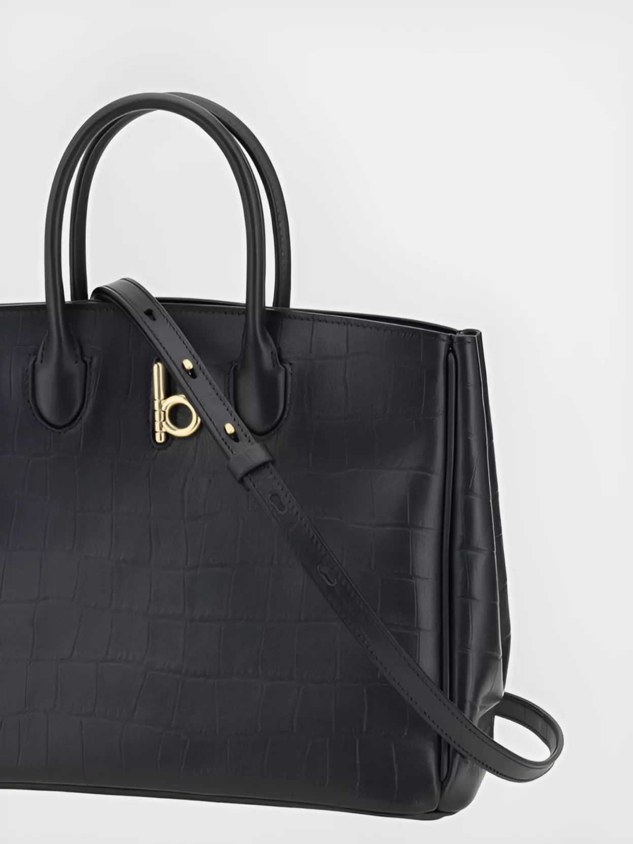 Burberry Croc-effect Leather Handbag With Gold Hardware