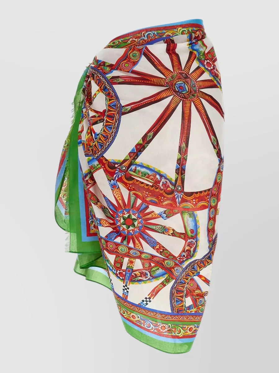 Dolce&Gabbana Cotton Printed Fringe Wrap Skirt