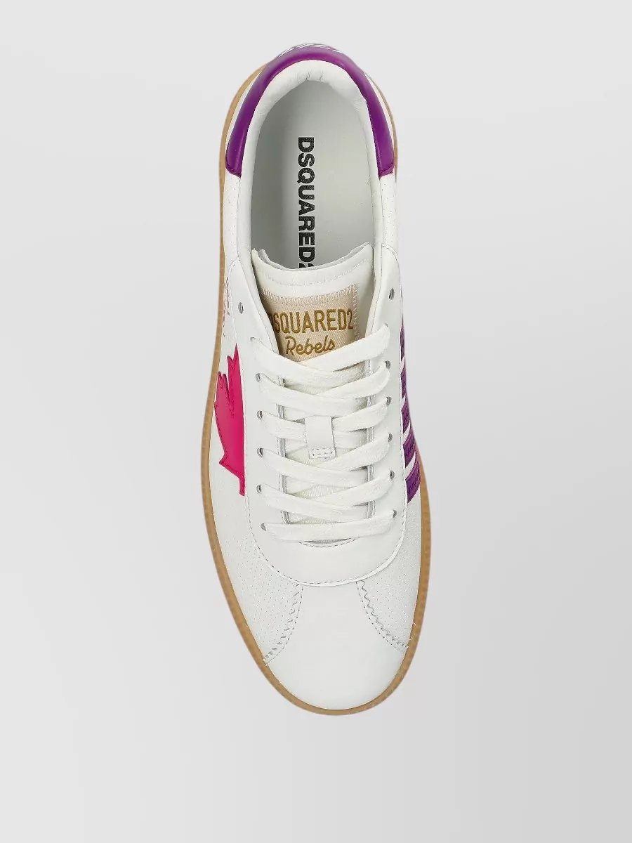 Dsquared2 Sneakers Contrast Heel Tab Perforated Detailing Rubber Sole