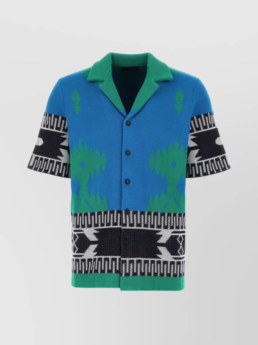 Shop Alanui Embroidered Detail Cotton Icon Shirt In Blue