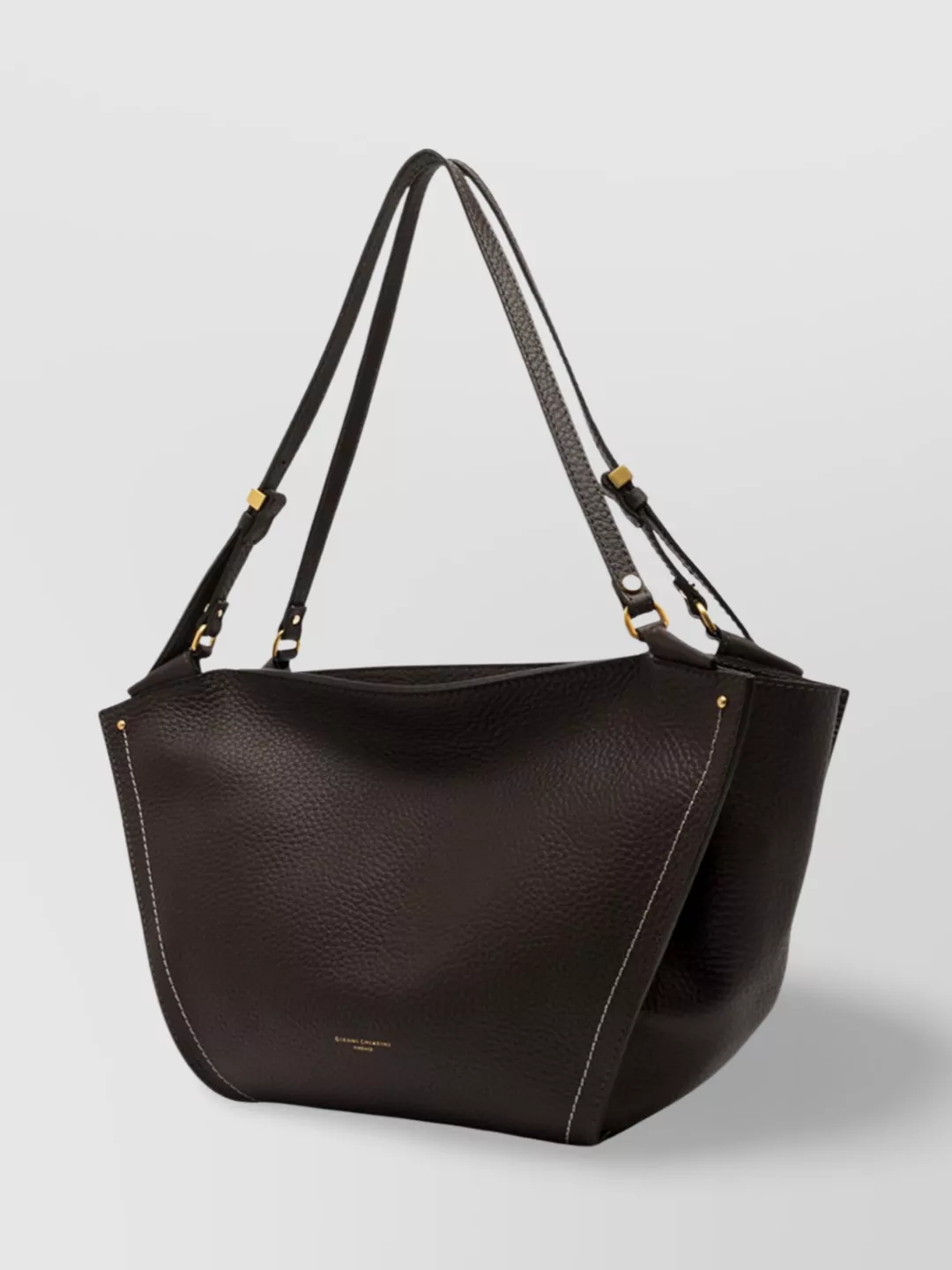 Gianni Chiarini Leather Texture Shoulder Bag With Gold Hardware In Brown