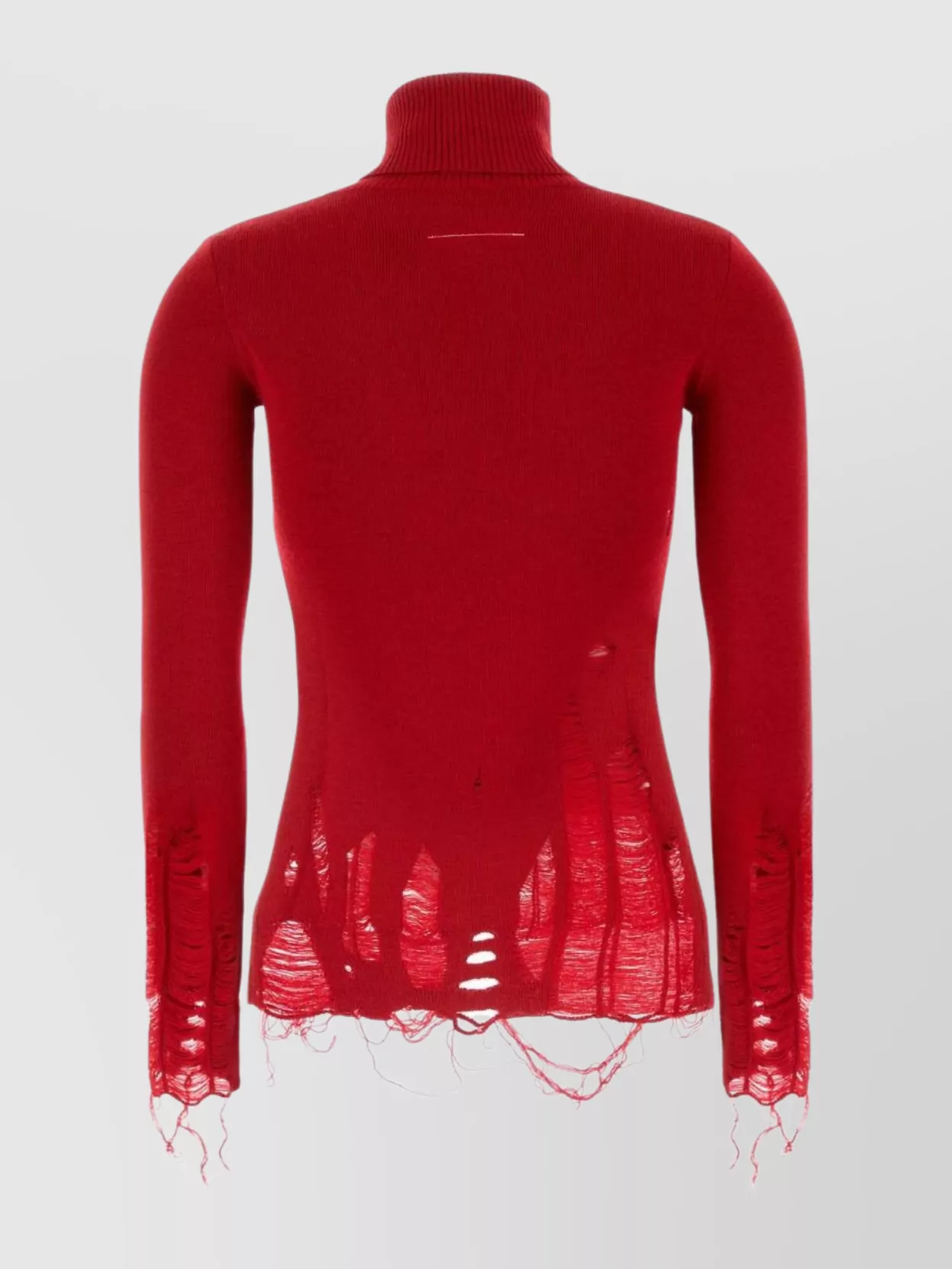 Mm6 Maison Margiela Wool And Acrylic Sweater With Distressed Hem In Red