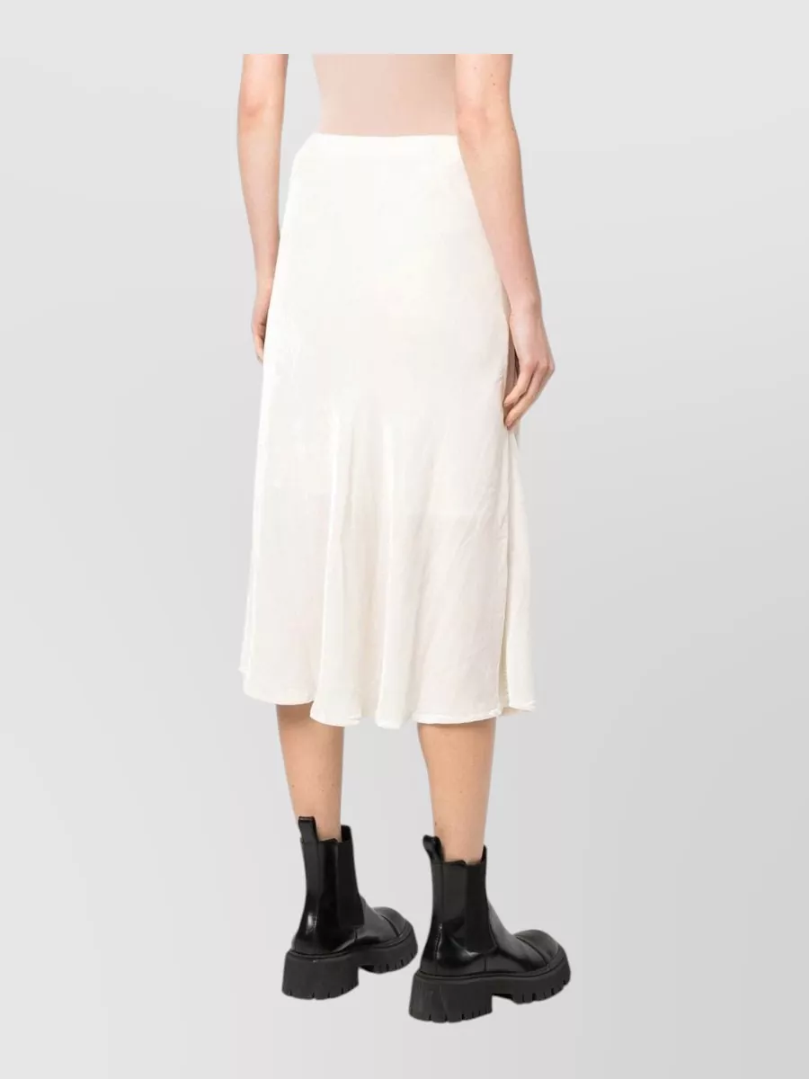 Gold Hawk Silk Blend Pleated Satin Midi Skirt