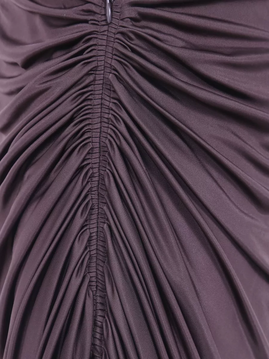 Balmain Draped Viscose Jersey Slit Midi Skirt