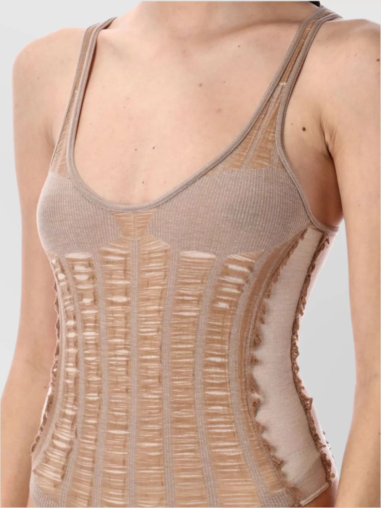 Diesel 'm-calimera' Beige Dress With Insert Design And Second Skin Effect