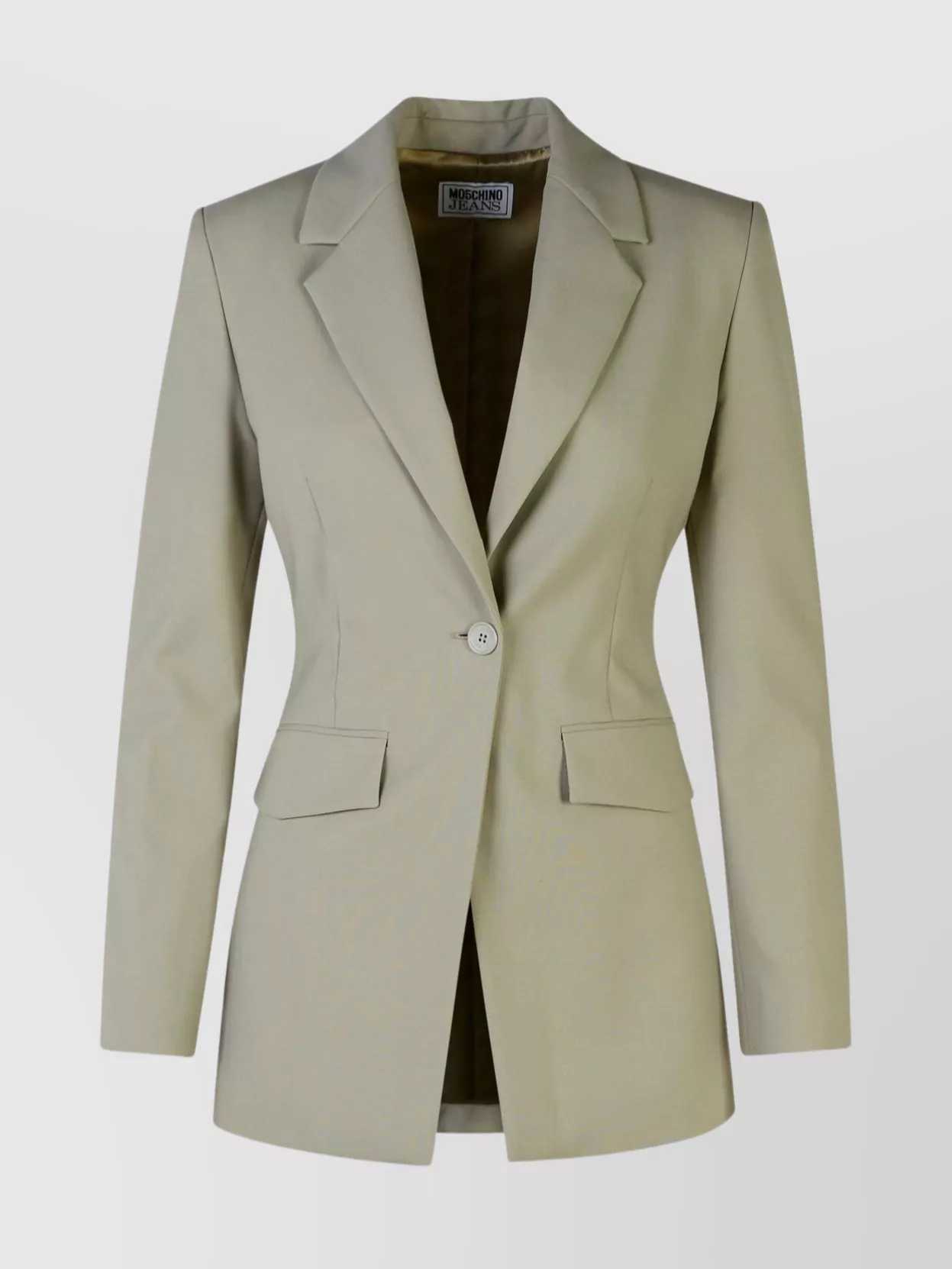 Moschino Structured Wool Blend Blazer With Notch Lapels In Green