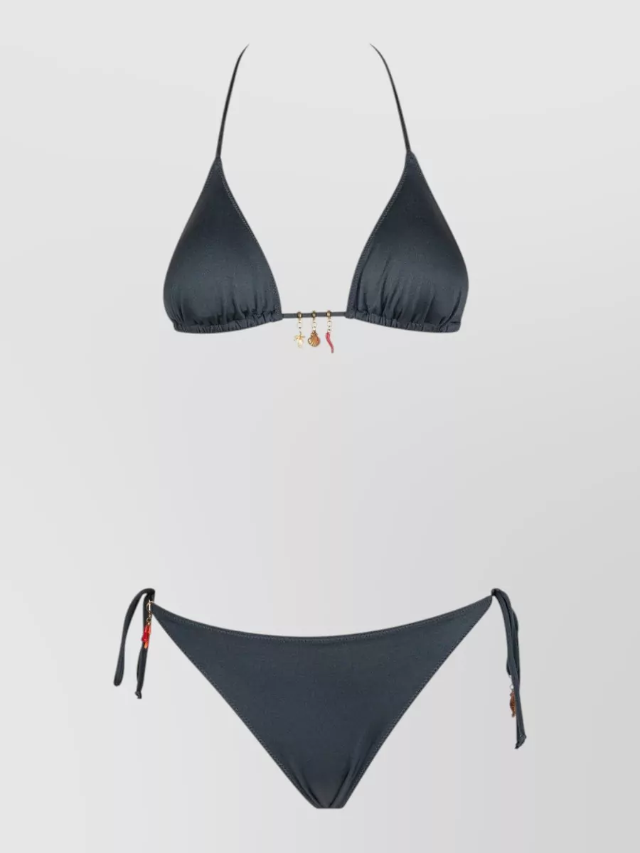 Mc2 Saint Barth Glossy Triangle Bikini With Charms