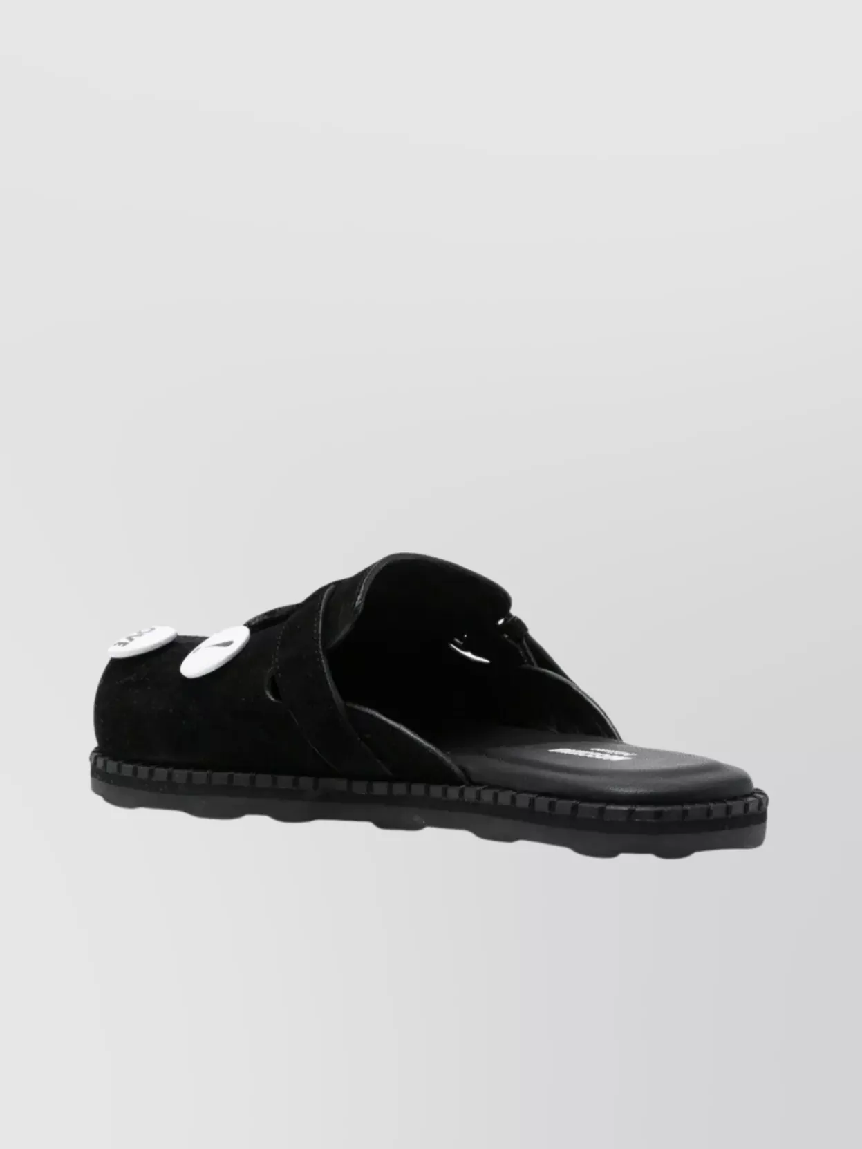 Moschino Buckle Detail Sandals With Embellished Flat Sole In Black