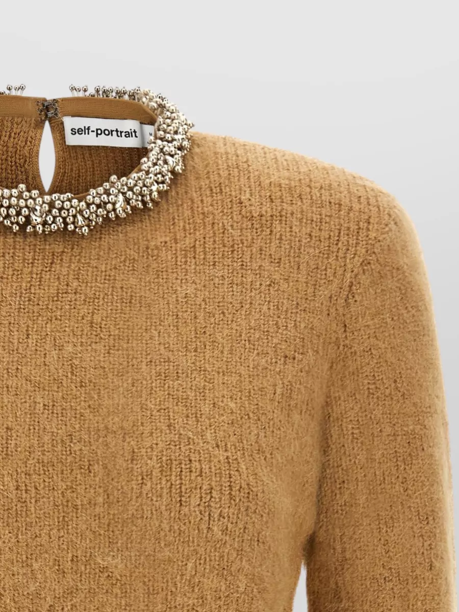 Self-Portrait Embellished Crew Neck Sweater