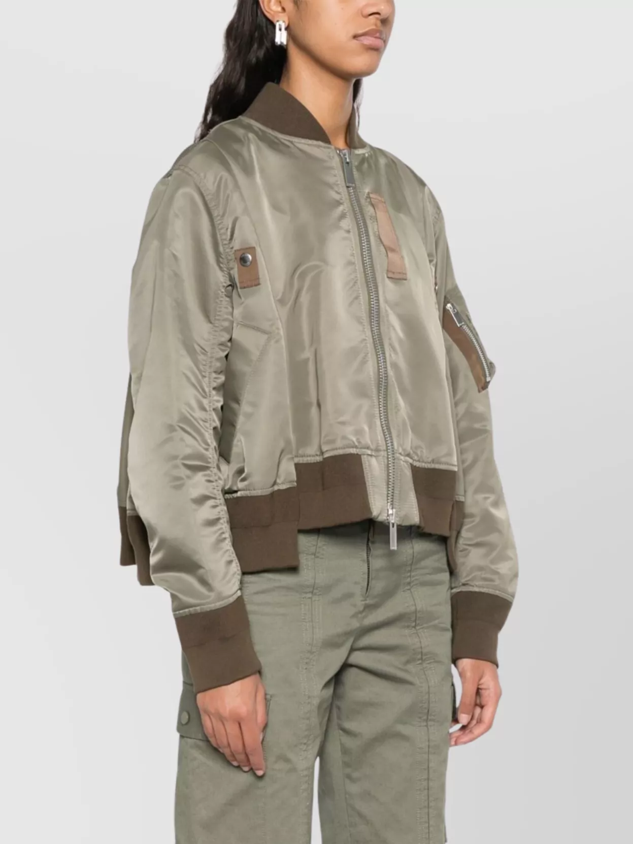 Sacai Bomber Jacket With Sleeve Zip Pocket