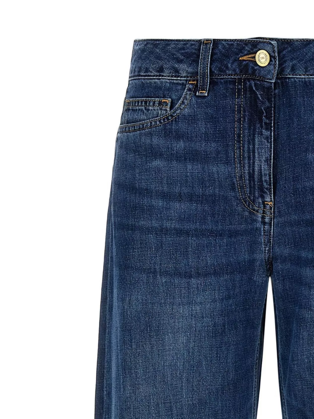 Elisabetta Franchi Wide-Leg Denim Trousers Contrast Stitching