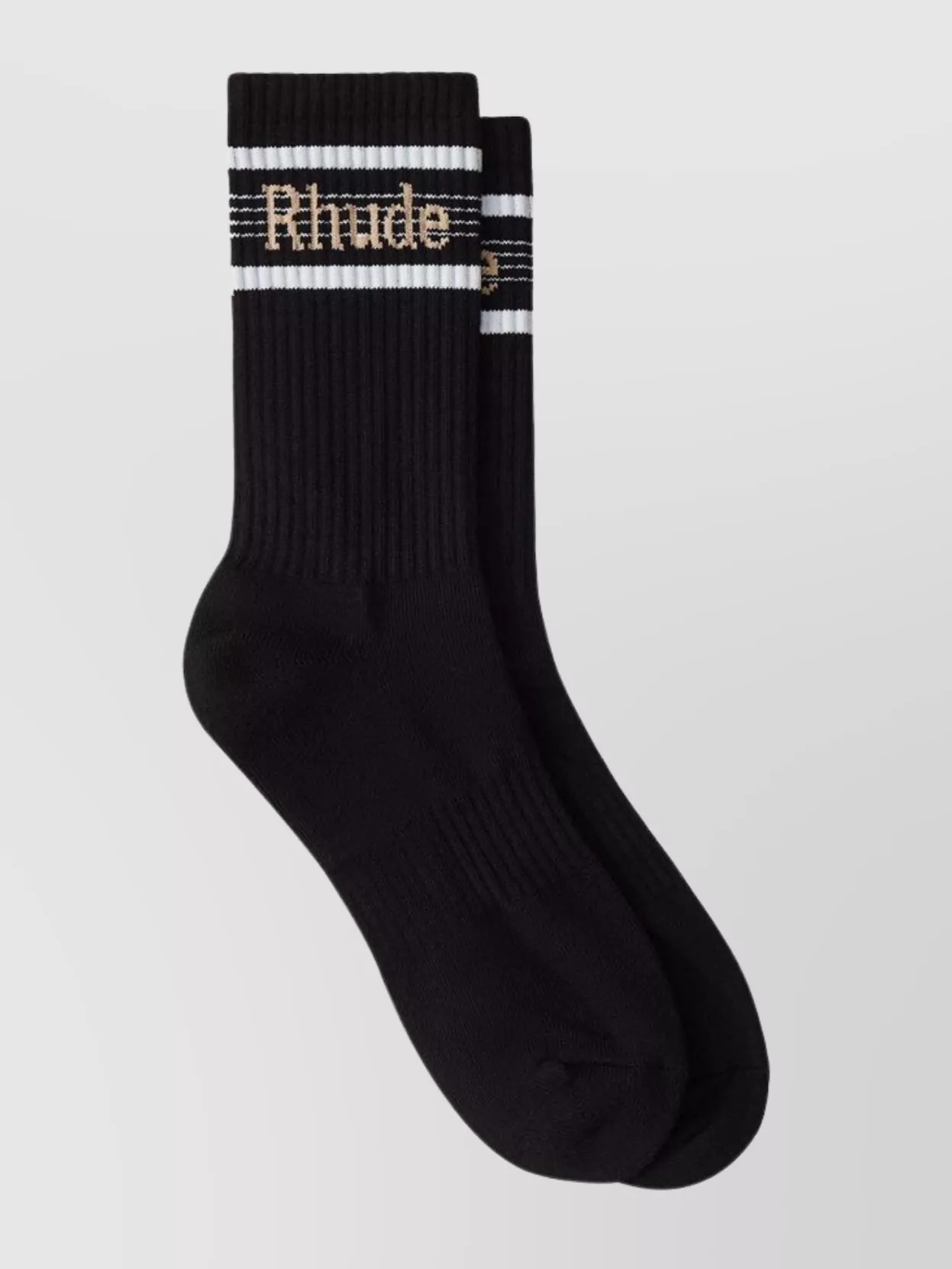 Shop Rhude Striped Logo Sport Socks In Black