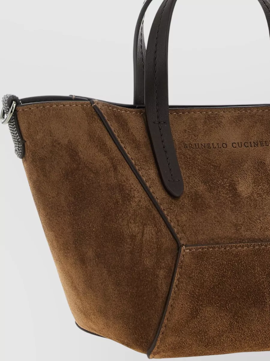 Brunello Cucinelli Mini Suede And Leather Tote Bag