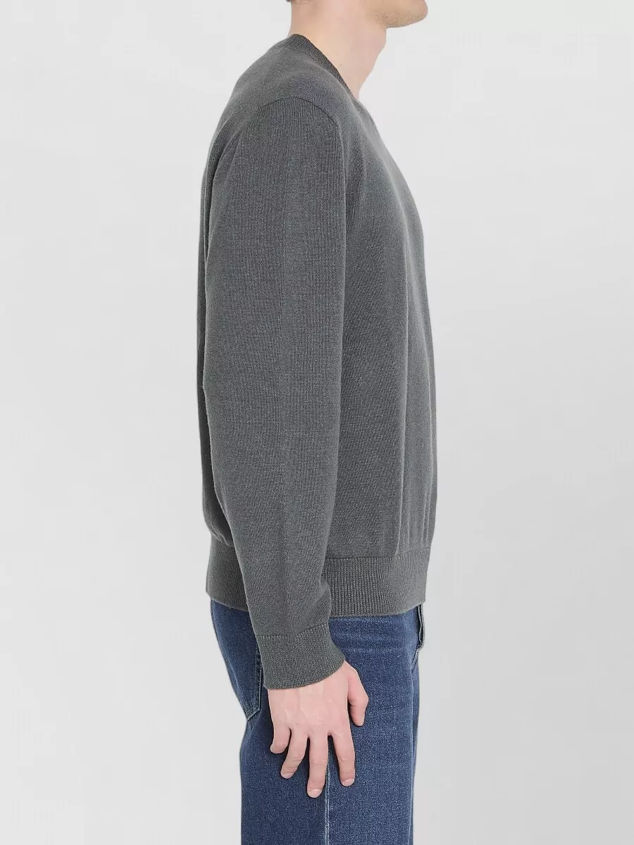 The Row Cashmere Linen Ribbed V-Neck Loose-Fit Sweater