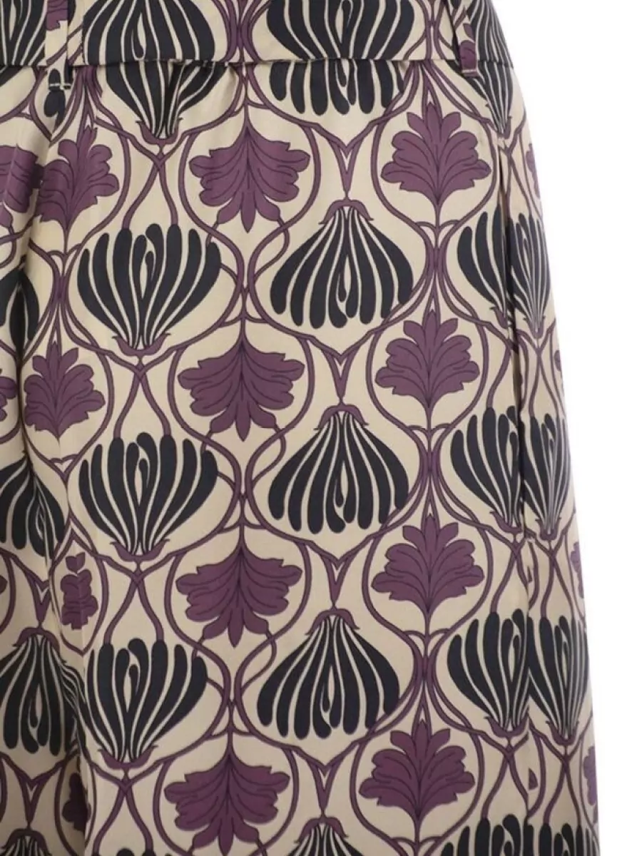 S Max Mara Silk Printed Wide-Leg Trousers