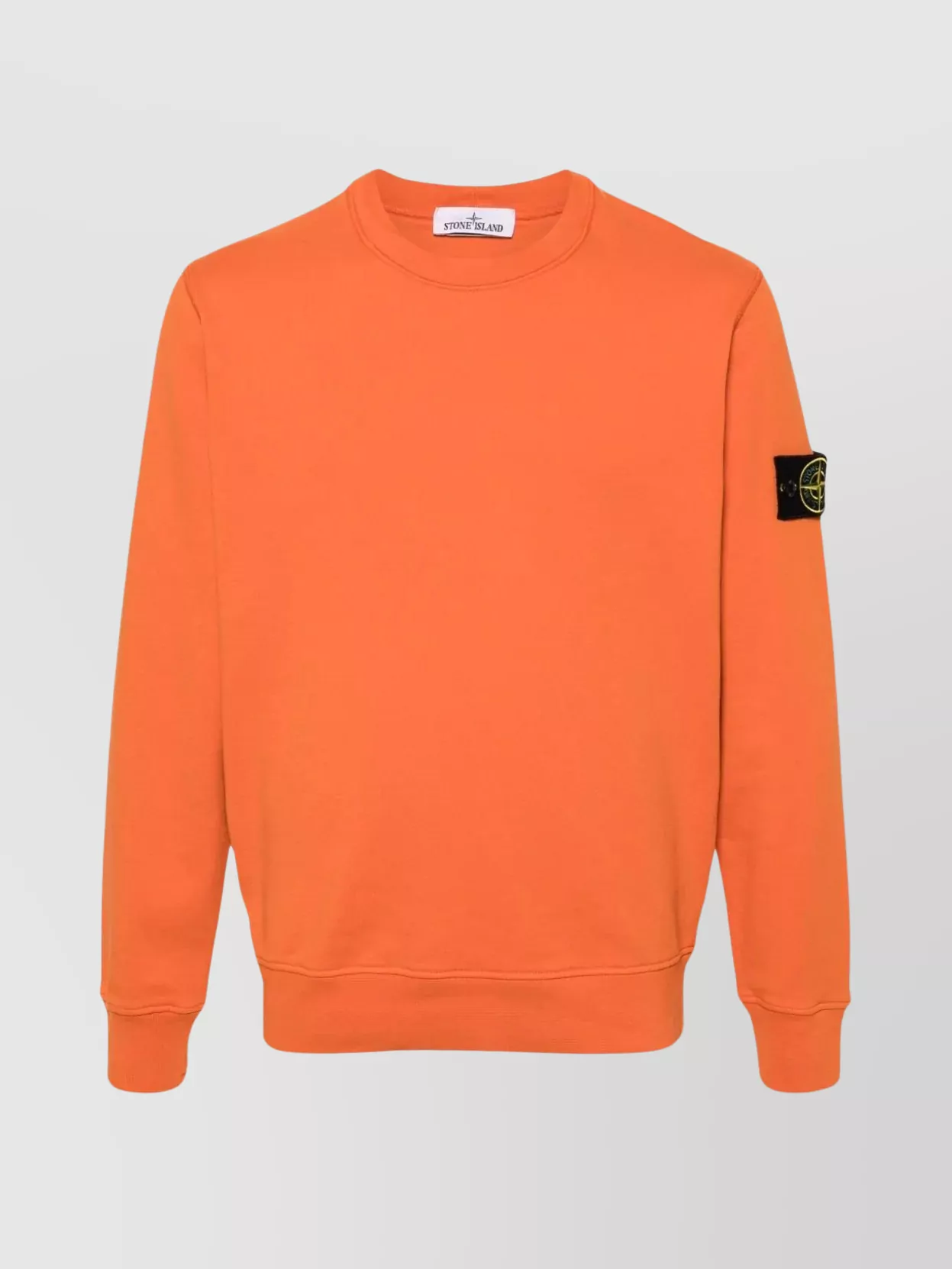 Shop Stone Island Ribbed Crewneck Sweater With Hem Detail In Orange