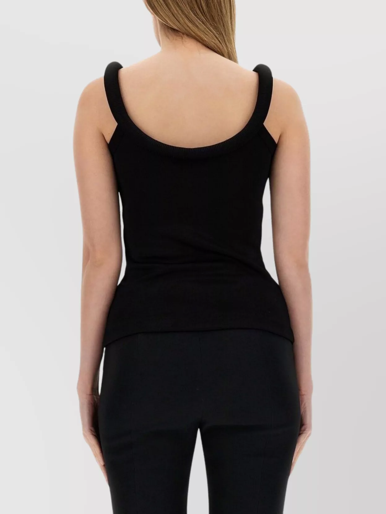 Alexander Mcqueen Logo Sleeveless Scoop Neck Ribbed Trim Tops
