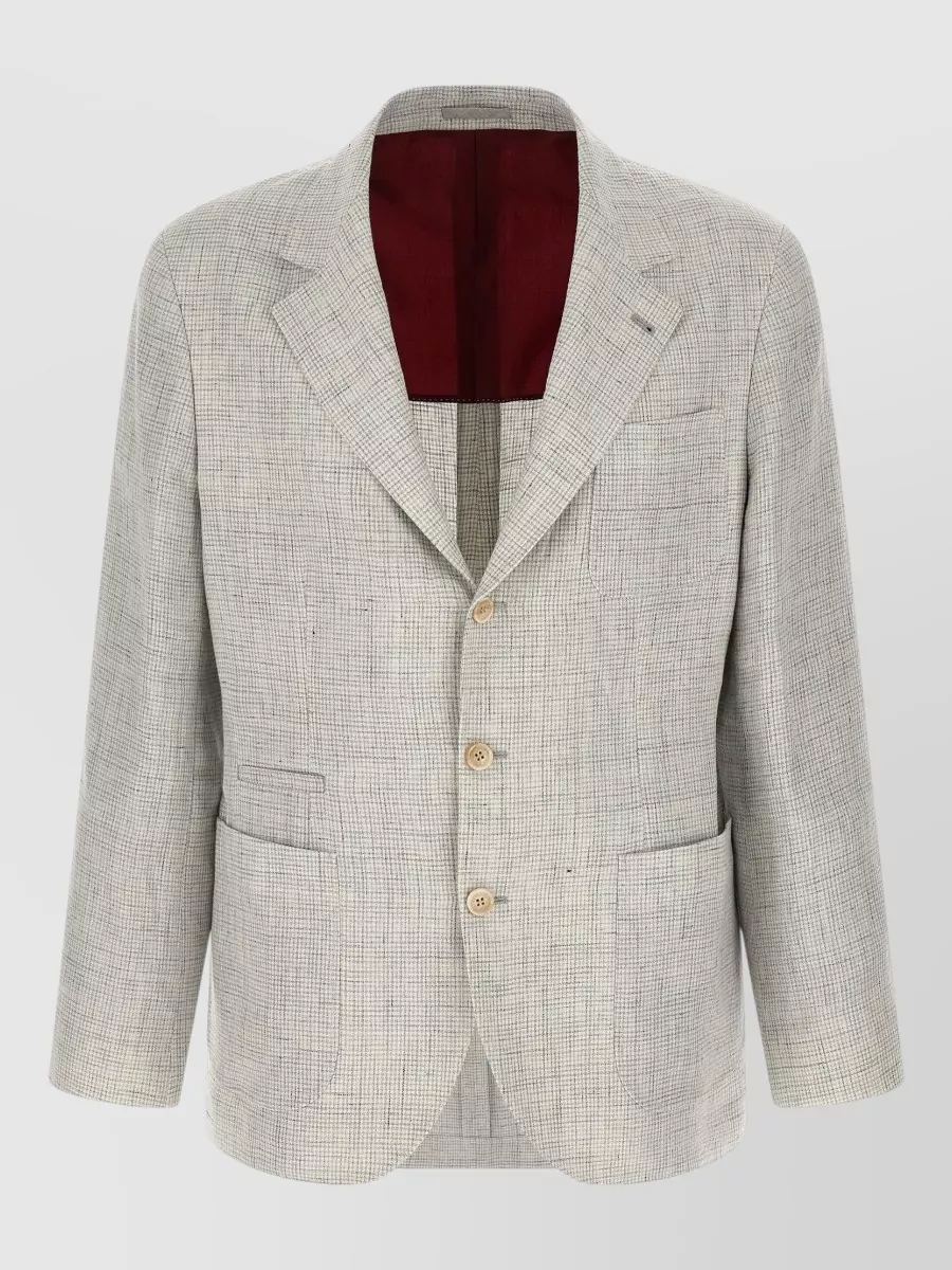 Brunello Cucinelli Linen checked single-breasted blazer