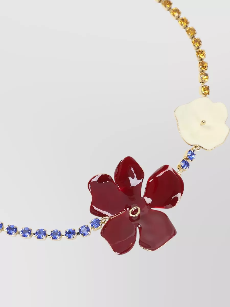 Marni Floral Charm Brass Necklace Gold Tone