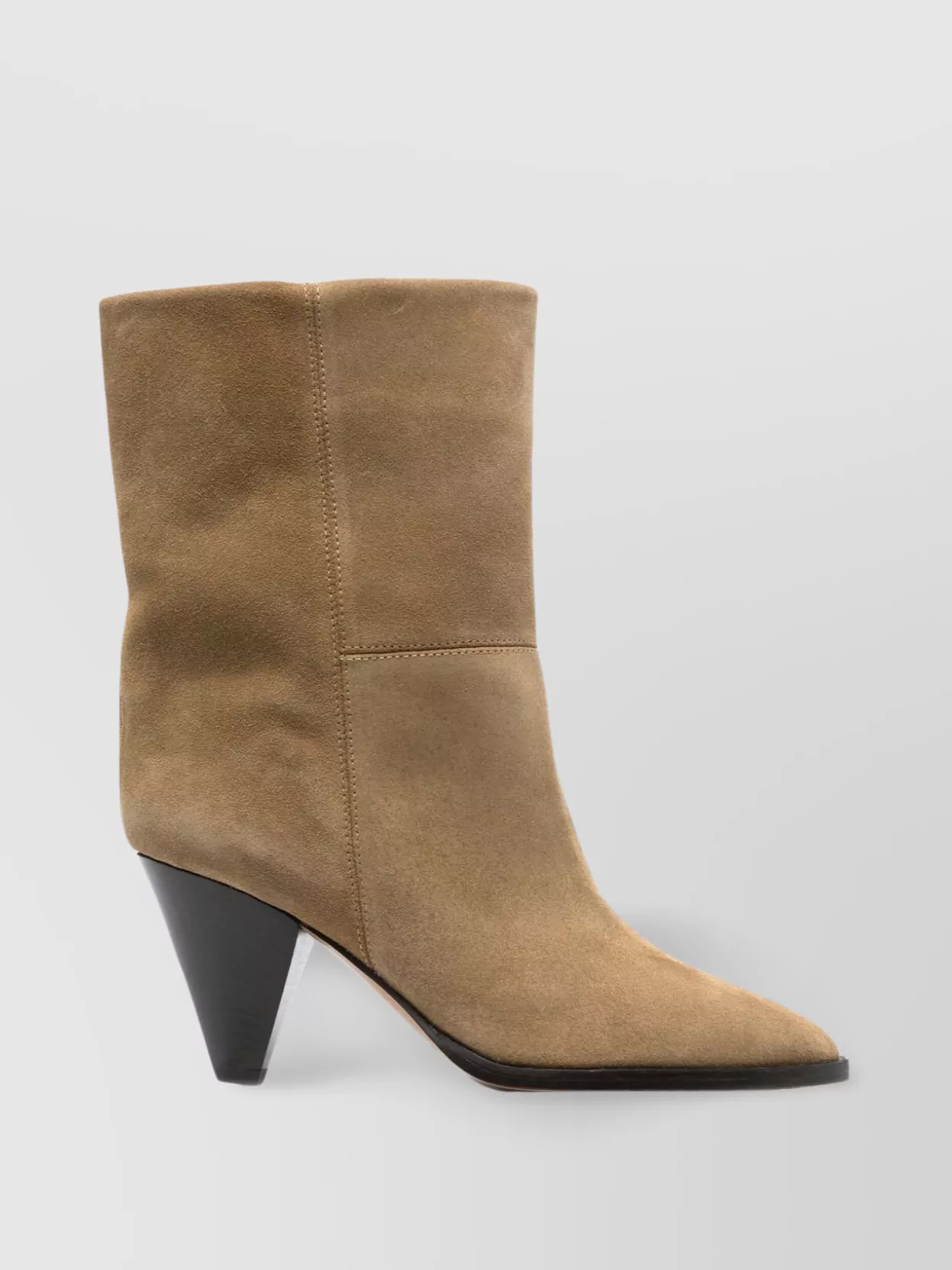ISABEL MARANT SUEDE LEATHER MID-CALF CONE HEEL BOOTS