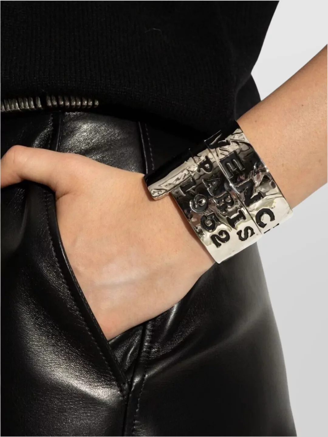 Givenchy Tape Textured Metal Cuff Bracelet Accessories