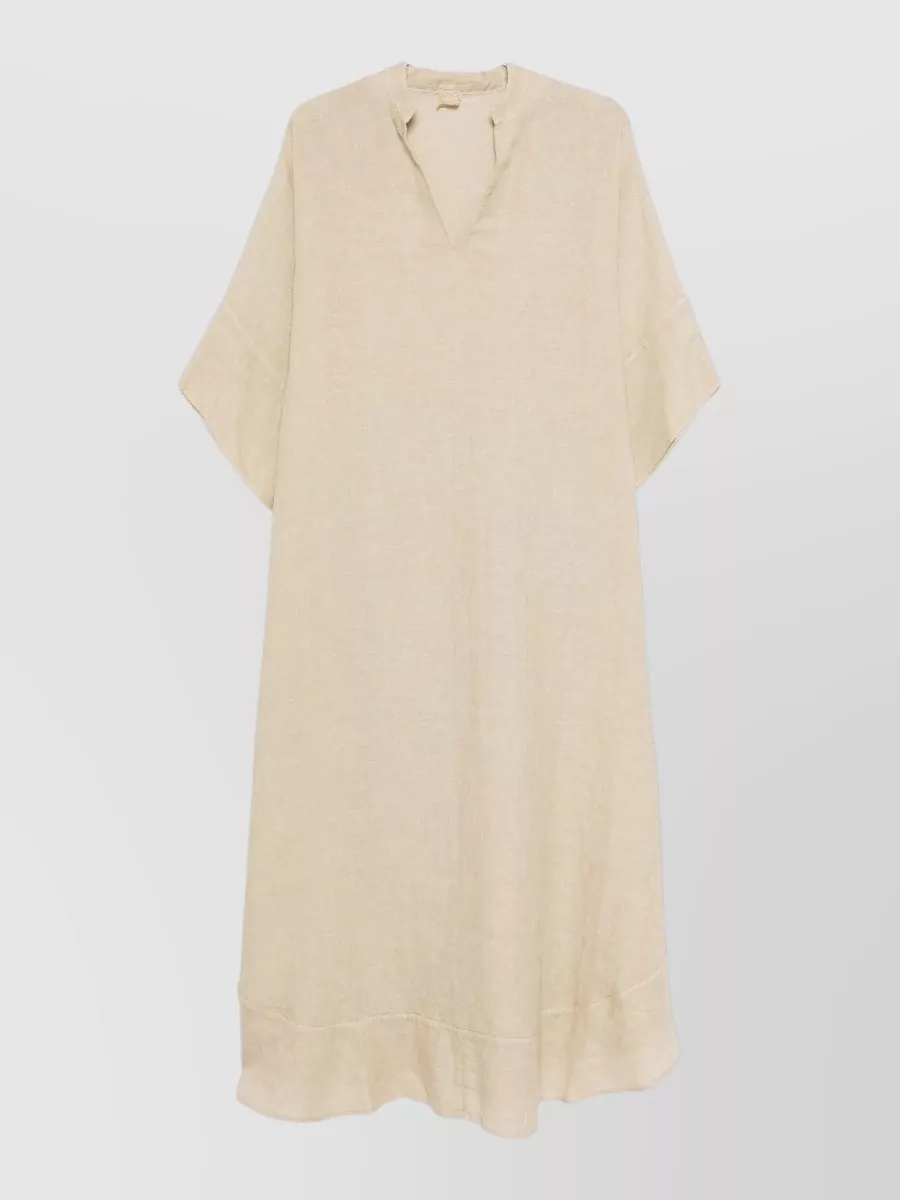 120% Lino Linen v-neck kaftan dress