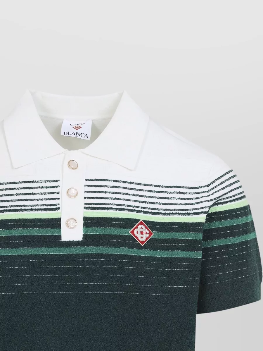 Casablanca Striped Knitted Short-Sleeve Polo Shirt