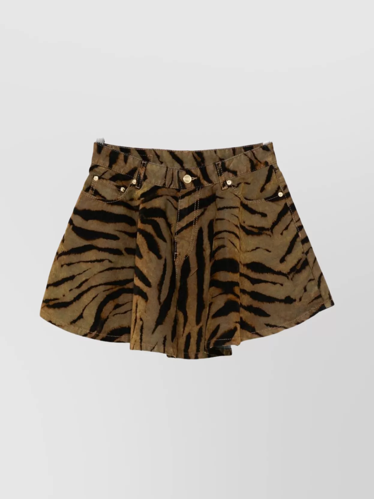 Ganni Tiger-print Pocket Mini Skirt In Animal Print