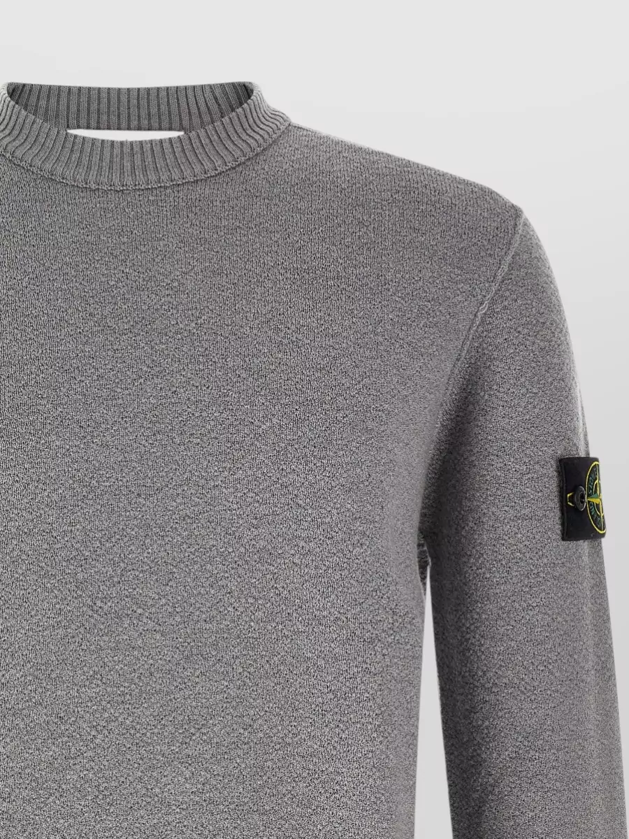 Stone Island Virgin Wool Textured Knit Crew Neck Sweater