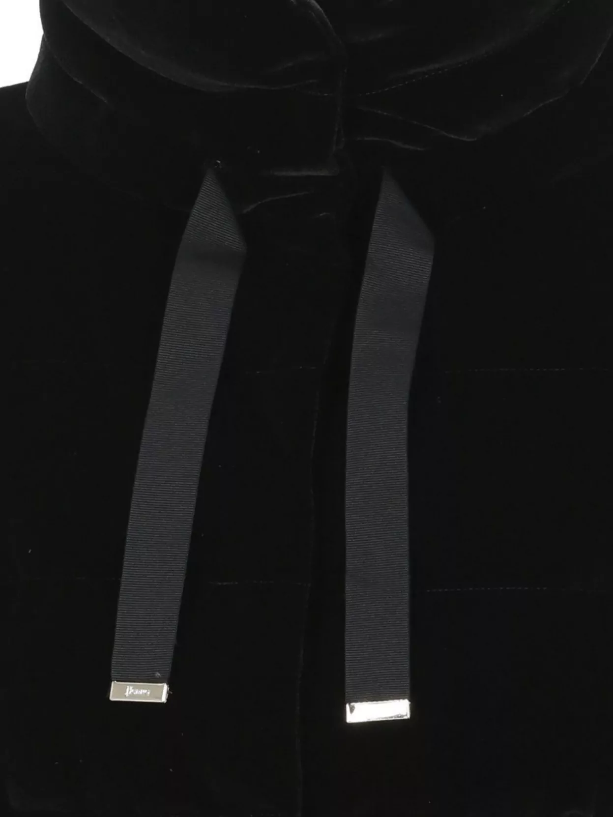 Herno Velvet Quilted Drawstring High Collar Jacket In Black
