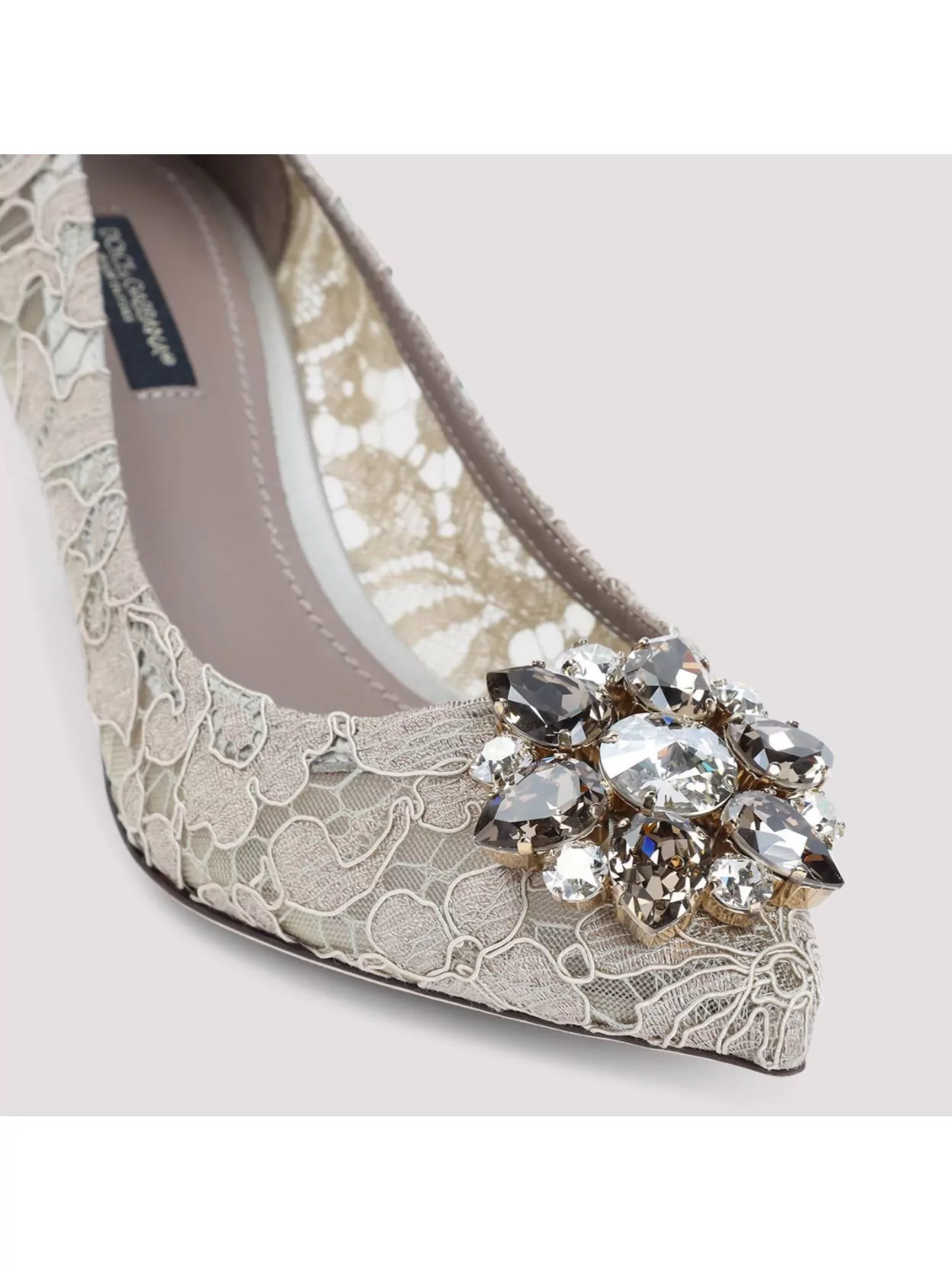Dolce&Gabbana Lace Pumps Crystal Embellishment Stiletto Heel