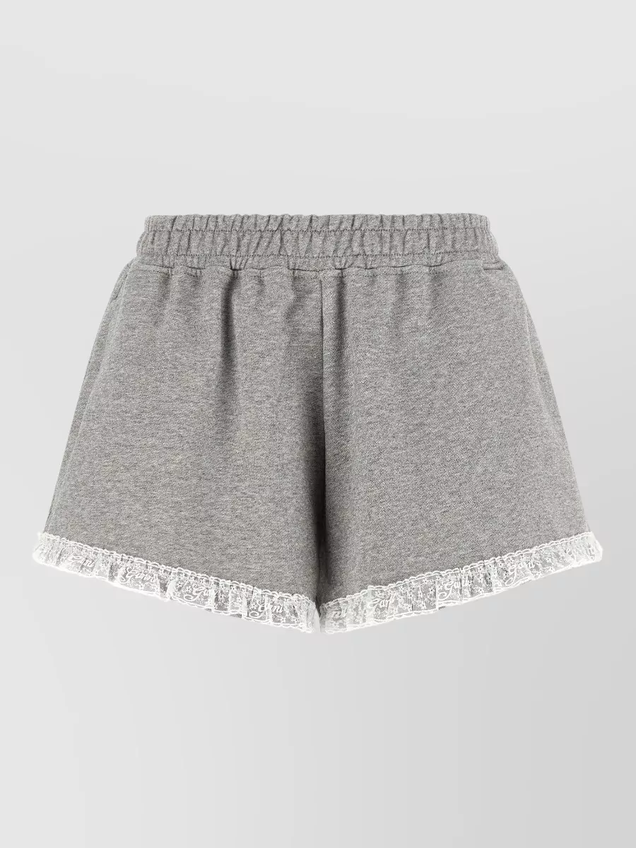 Ganni organic cotton lace-trim relaxed-fit shorts