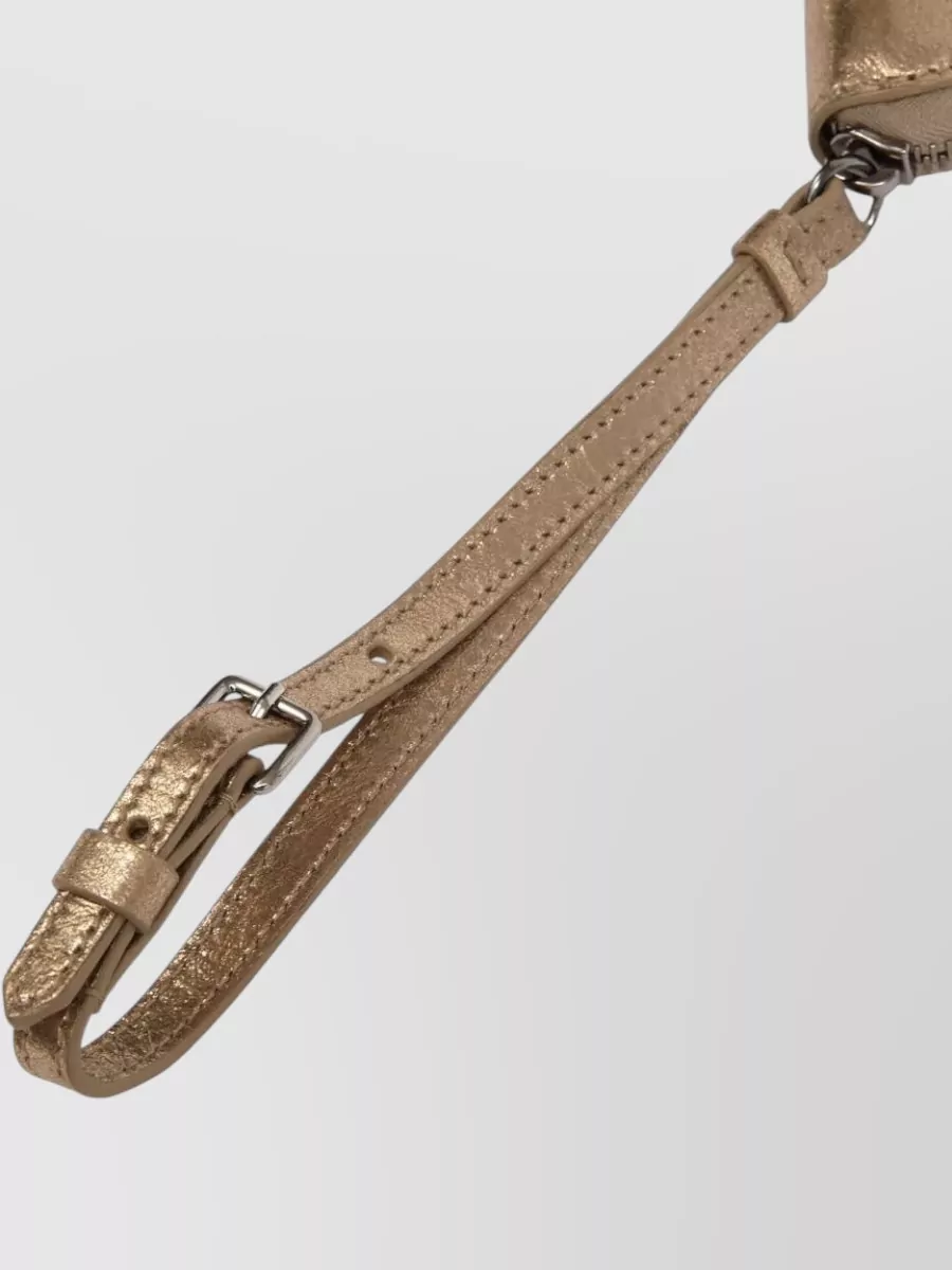 Maison Margiela Half Moon Metallic Leather Clutch Pouch