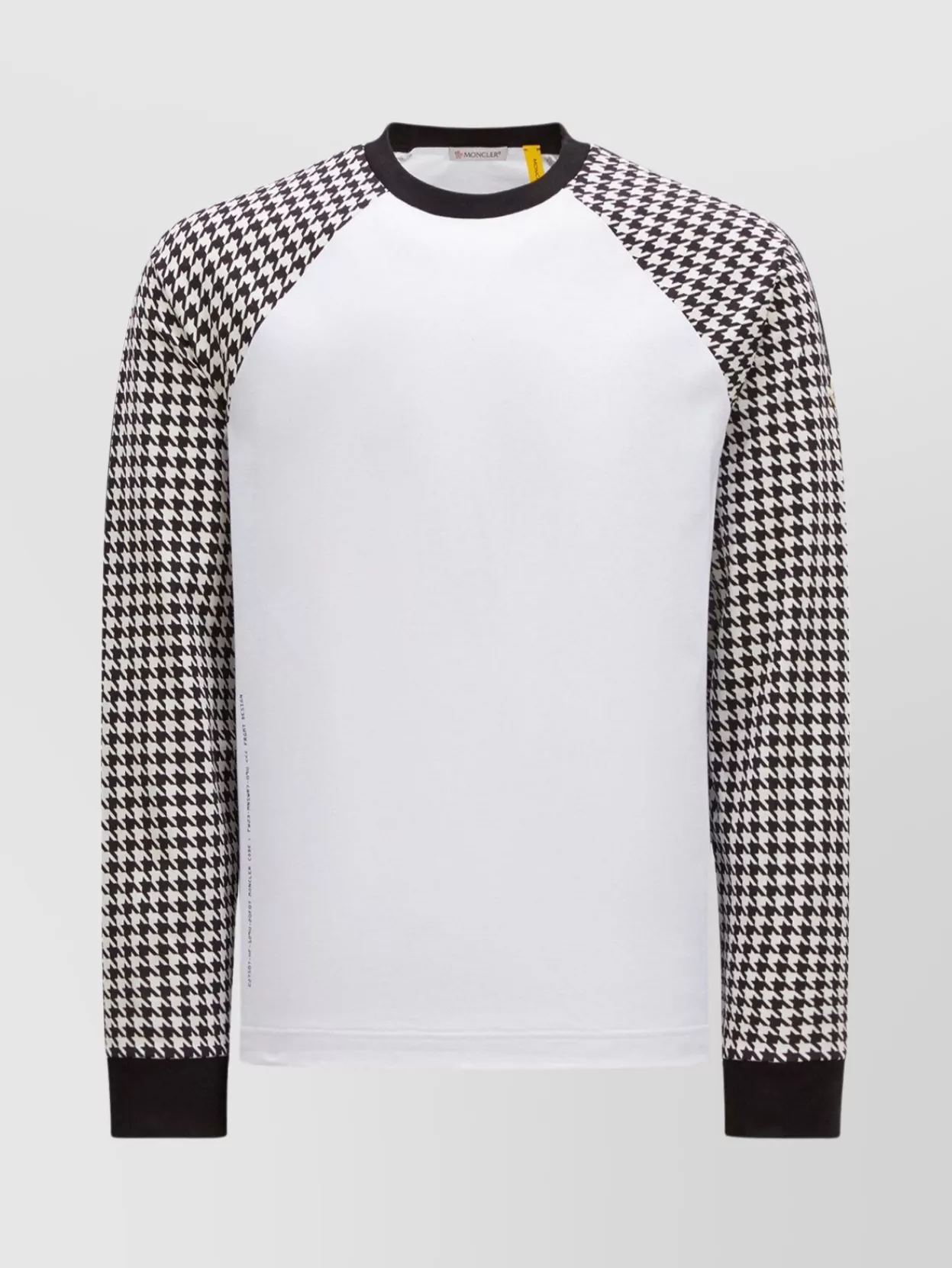 Shop Moncler Genius Ribbed Houndstooth Sleeve T-shirt In Black