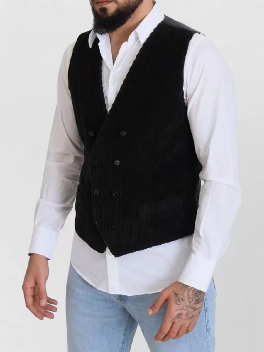 Dolce&Gabbana Cotton Ribbed Double-Breasted Waistcoat