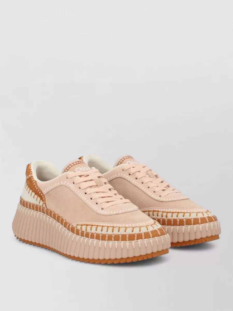 Chloé Nama Sneakers Contrasting Sole Stitch Detailing