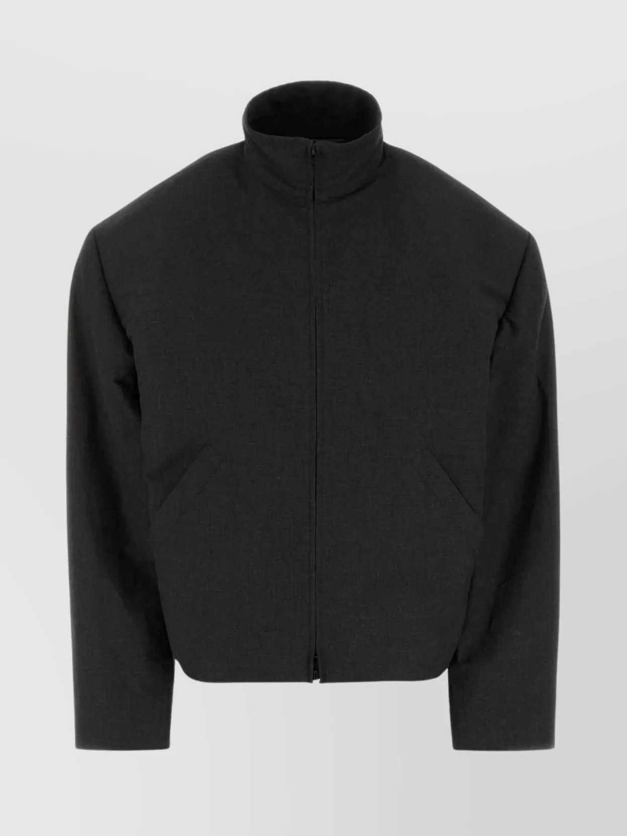 Balenciaga Modern Linen Blend High Collar Jacket In Black