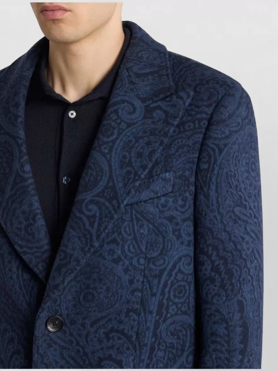 Etro Roma Long Coat Jacquard Paisley Lapel
