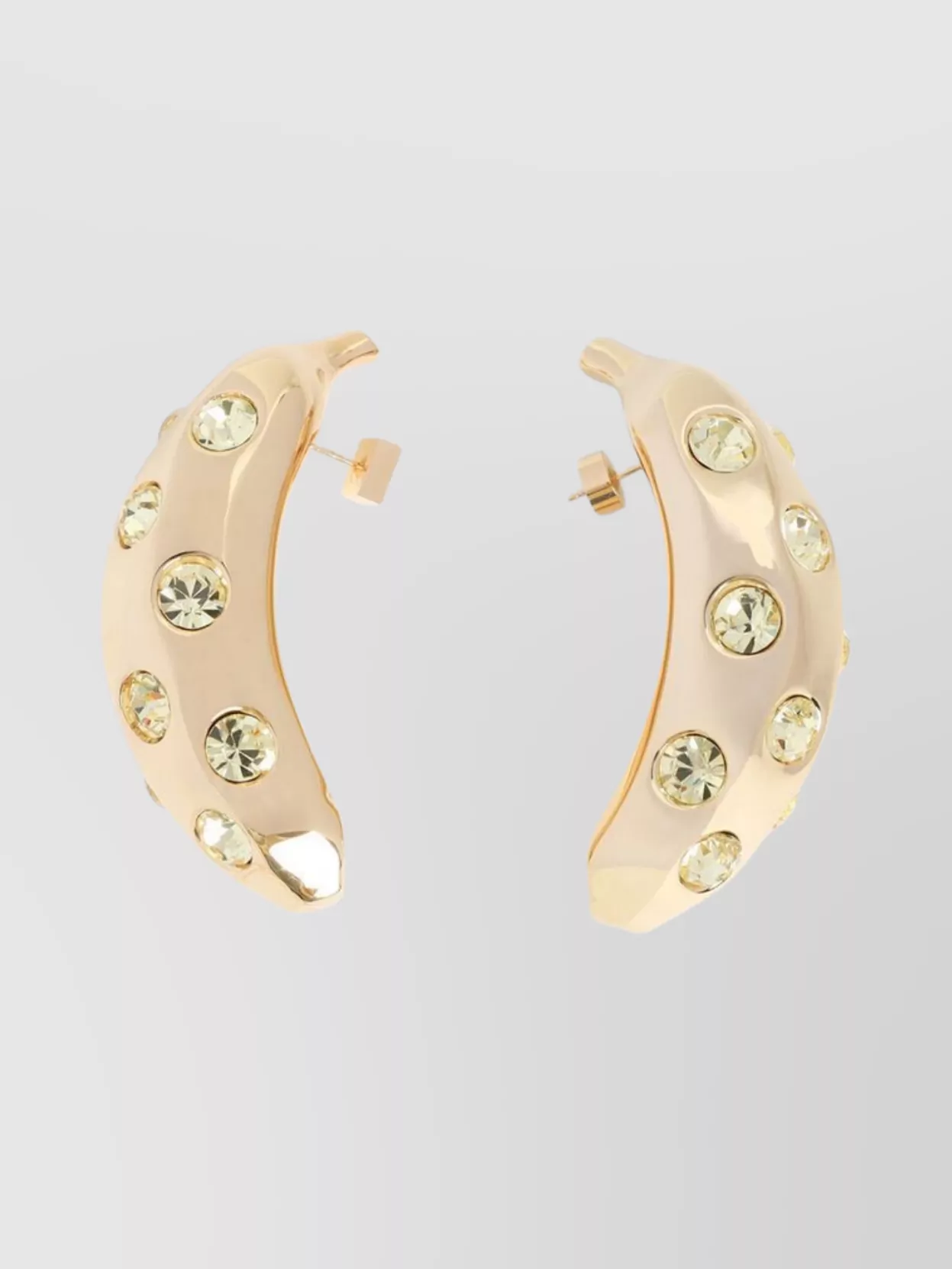 Shop Jacquemus Banana Curved Crystal Gemstone Earrings