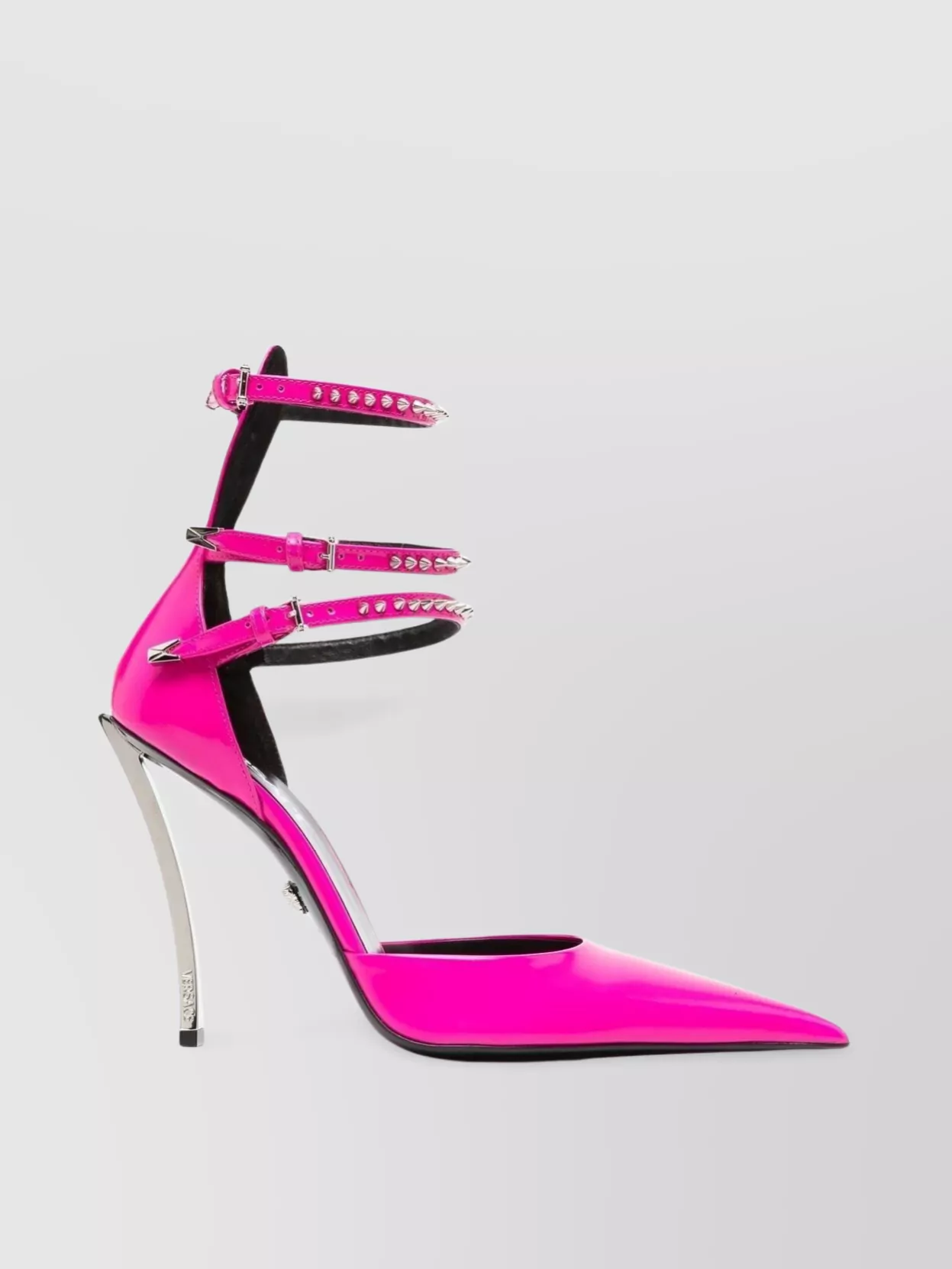 Shop Versace Sculpted Spike Heel Sandals In Pink