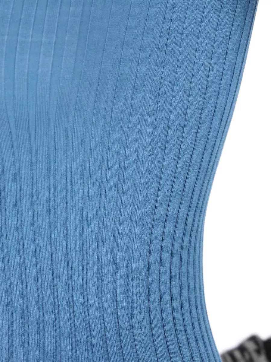 Miu Miu Ribbed Wool Short-Sleeve Polo Top