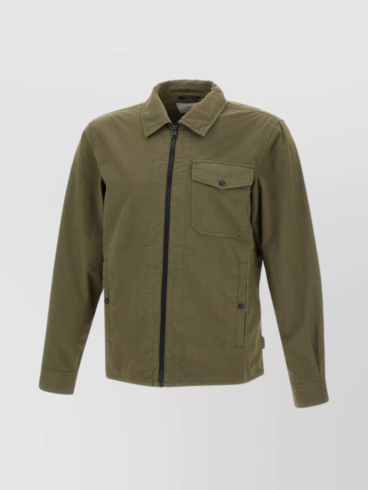 Shop Woolrich Overshirt Style Cotton Jacket With Chest Pocket