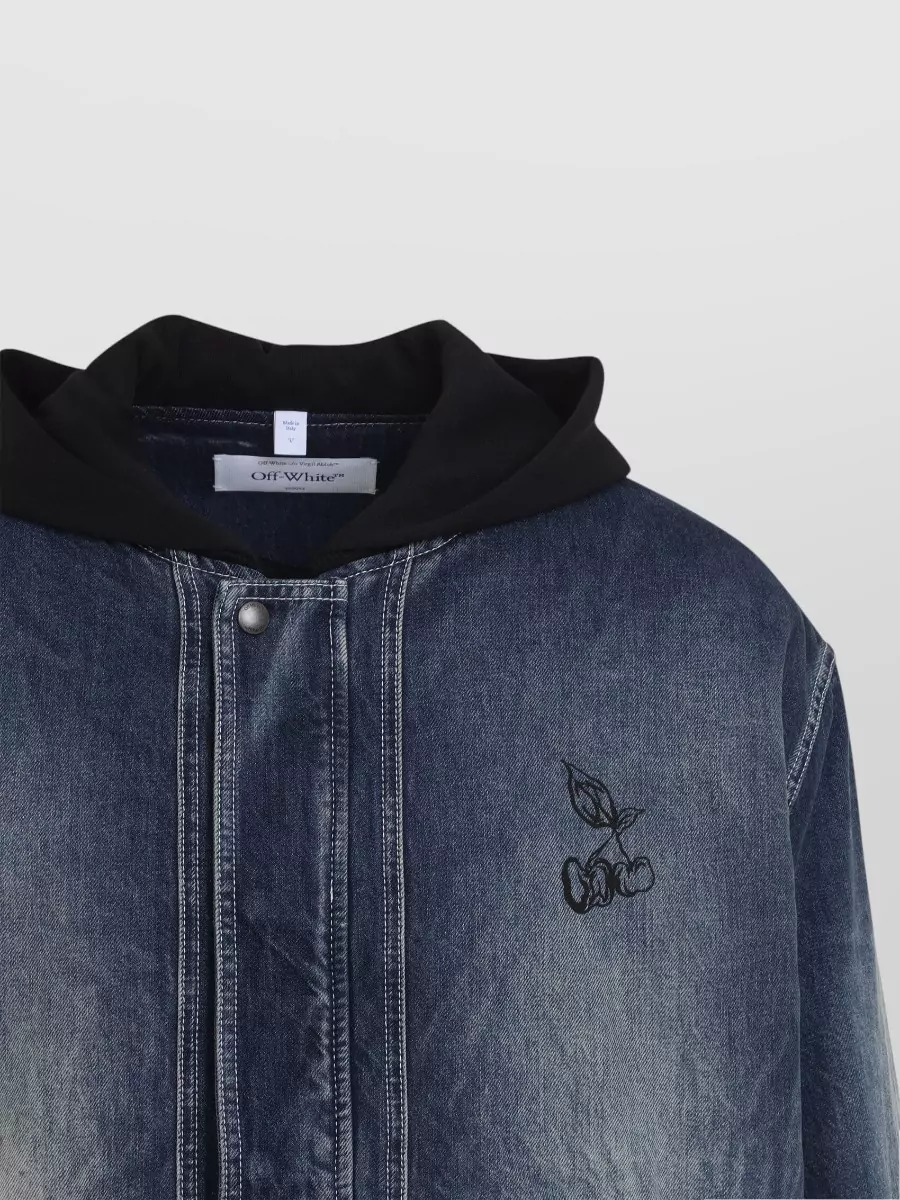 Off-White Cotton Hooded Denim Jacket