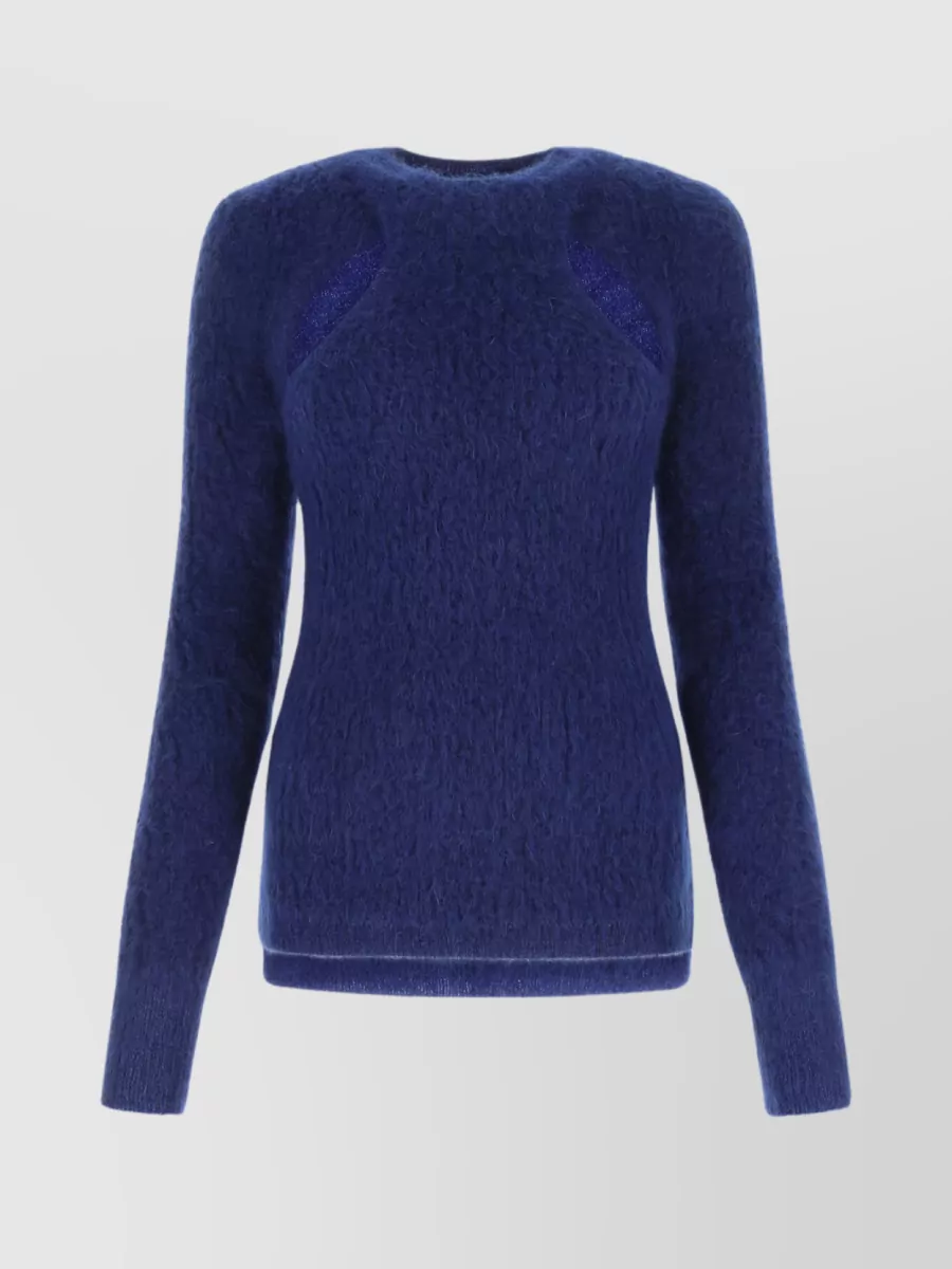 Shop Isabel Marant Textured Mohair Ribbed Crew-neck Sweater In Blue