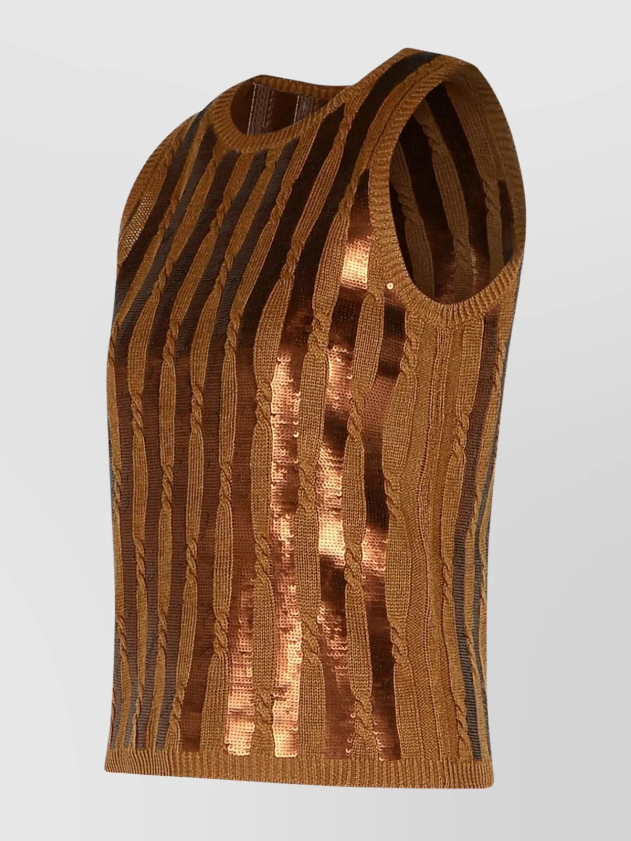 Max Mara Golia Linen Knitted Tank Top With Embroidered Sequin