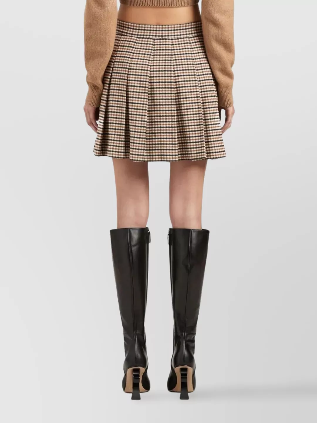 Palm Angels High-waisted Mini Skirt Checked Pattern In Neutral